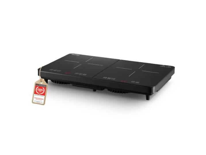 TZS First Austria - Induktionskochplatte doppelt - 3500W - 2er Glaskeramik-Herdplatte - 10 Leistungsstufen, Timer, Kindersicherung, LED-Display, Touch-Bedienung, Überhitzungsschutz - Camping, mobil