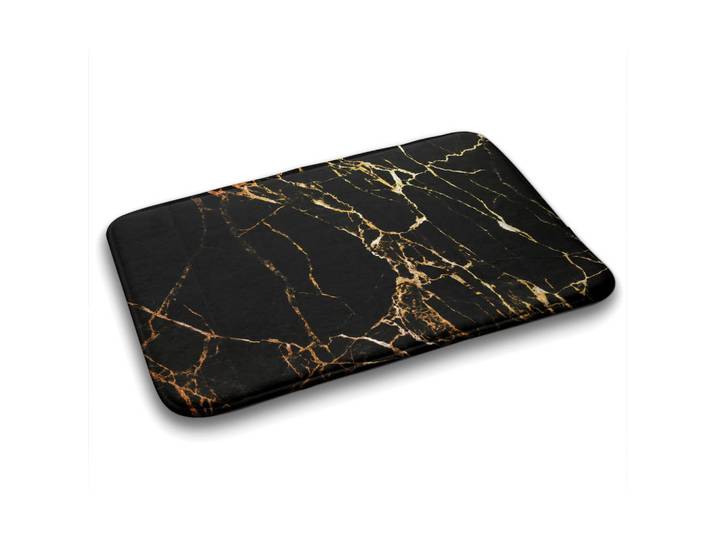 Tulup Badteppich 90x60 cm Marmor-Muster, Schwarz, 90x60 cm, Heimtextilien, Badtextilien, Badematten