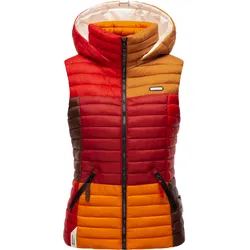 NAVAHOO Damen Steppweste Ärmellose Weste im Colourblocking-Stil und Kapuze Shadaa Multikulti