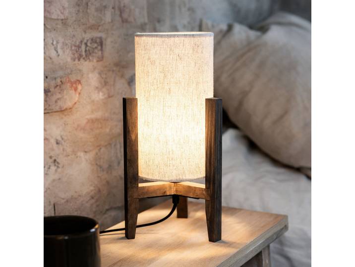 Eruca 1 Tischleuchte H34 Walnut/Beige - Markslöjd - Wohnzimmer - Skandinavisch - Holz - Mit Schirm