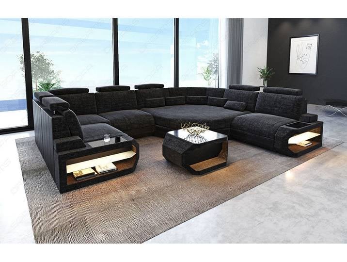 Mini Wohnlandschaft Asti U-Form aus Stoff