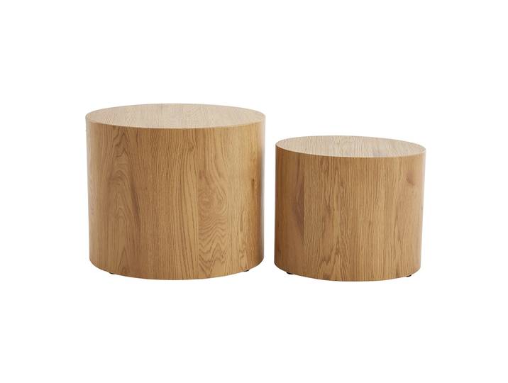 Tables basses gigognes ovales scandinaves bois clair finition chêne (lot de 2) WOODY