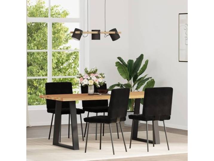 KLGBNCVE Esszimmerstühle 4 STK Schwarz Samt Metall Holz Weicher Samtbezug, Metall-Holz-Gestell, dicker Schaumstoff, Esszimmer Wohnzimmer Gästezimmer