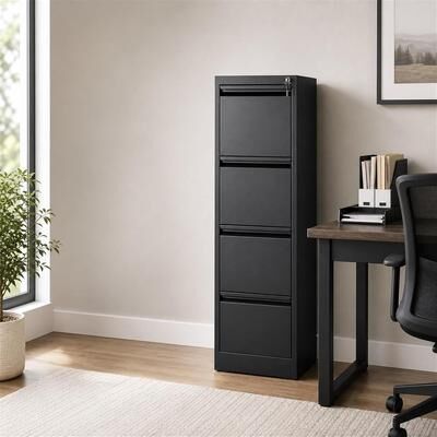 Garvee 4-Drawer Metal Storage Cabinet for Home Office, File Cabinet with Lock