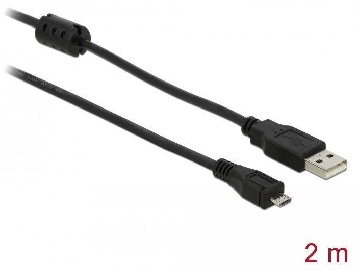 Delock USB A naar Micro USB Kabel, zwart, 2 m