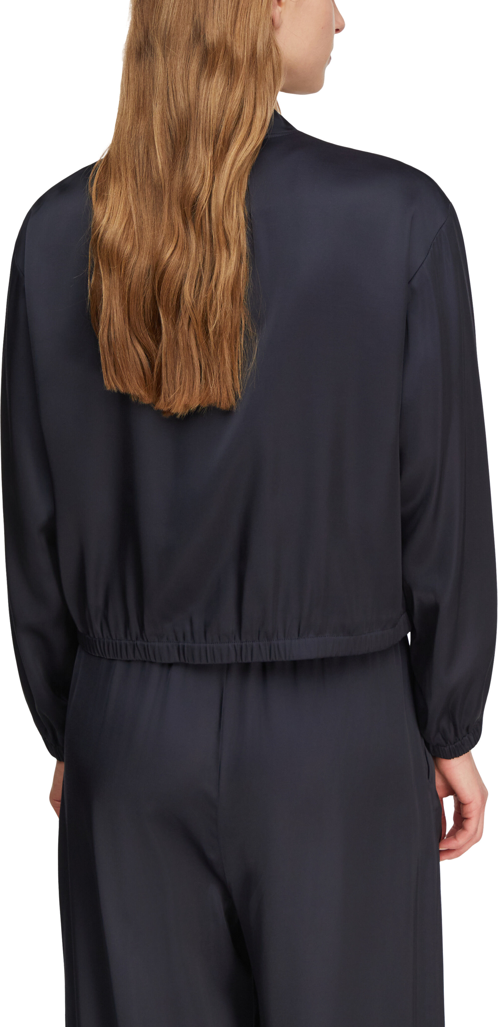 Blouson COMMA, Damen, Gr. 46, navy, Satin, Obermaterial: 54% Polyester, 46% Viskose, unifarben, regular fit normal, elastischer Bund, Jacken Blouson, mit elastischem Bund