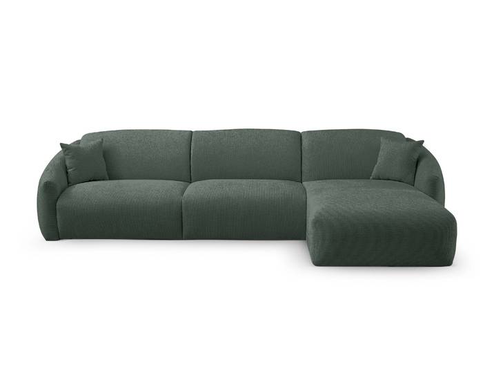 MOUGINS - Canapé d'angle convertible 5 places - Droite - Velours chenille, Vert deau
