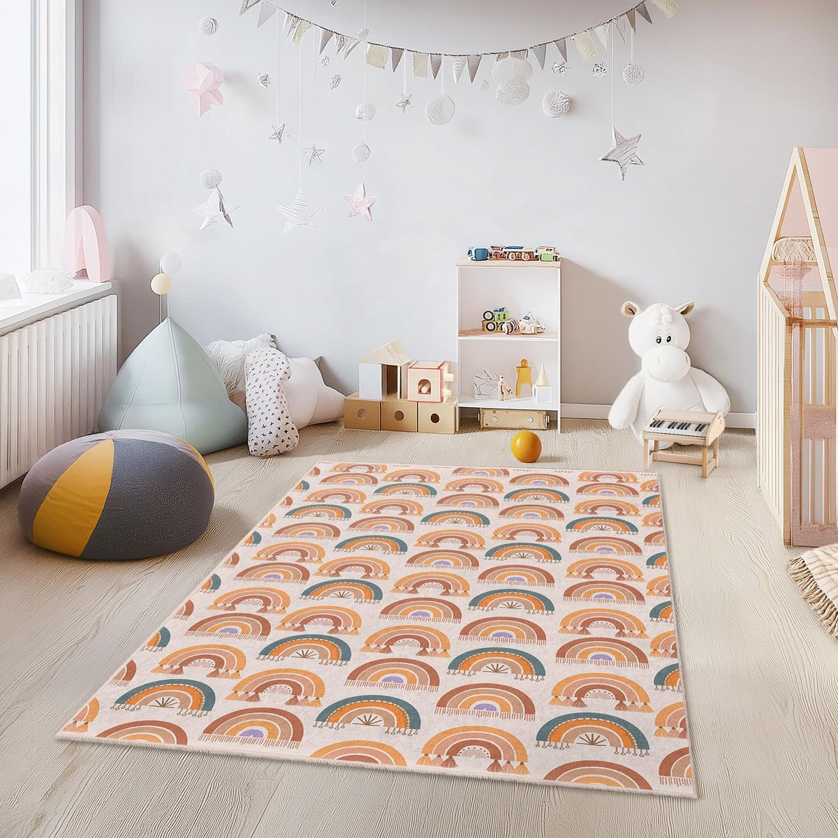 Merkloos Modern Rechthoekig Kindertapijt voor Kinderkamer en Woonkamer - Wasbaar en Antislip