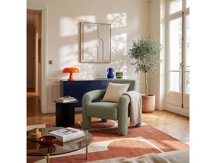 Fauteuil design en tissu texturé - vert sapin