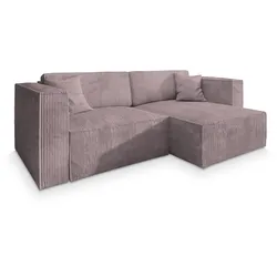 ECKSOFA NERIO P Lila Kordstoff mit Schlaffunktion