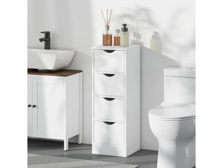 Zitty meuble salle de bain étroit colonne salle de bain 4 tiroirs meuble de rangement blanc 29x29x83 cm bois mélaminé