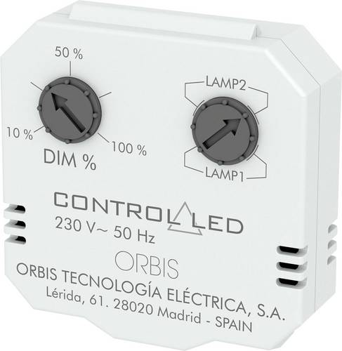 ORBIS Zeitschalttechnik OB200010 Unterputz Dimmer Geeignet für Leuchtmittel: Glühlampe, Energiesparlampe, Halogenlampe, LED-Lampe