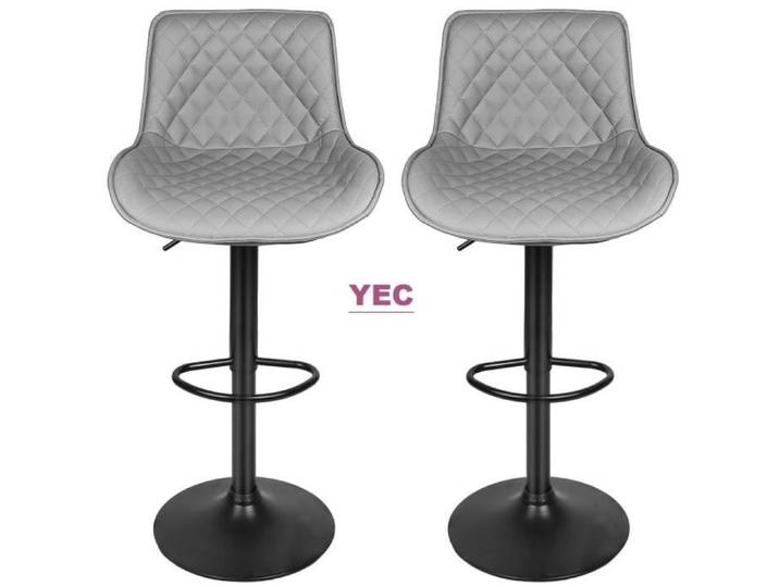 Lot de 2 tabourets de bar YEC - Gris clair - Style scandinave moderne - Pieds en acier inoxydable