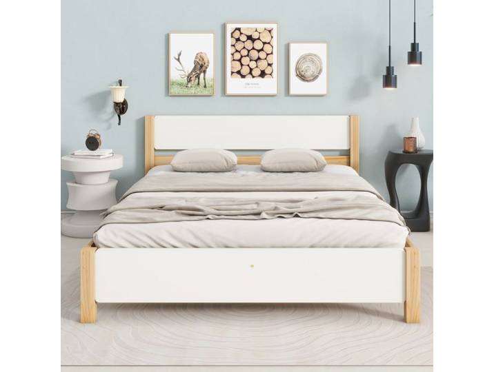 Dimensions 140x200 cm lit design solide et sécurisé lit pour adolescent en bois couleur blanc