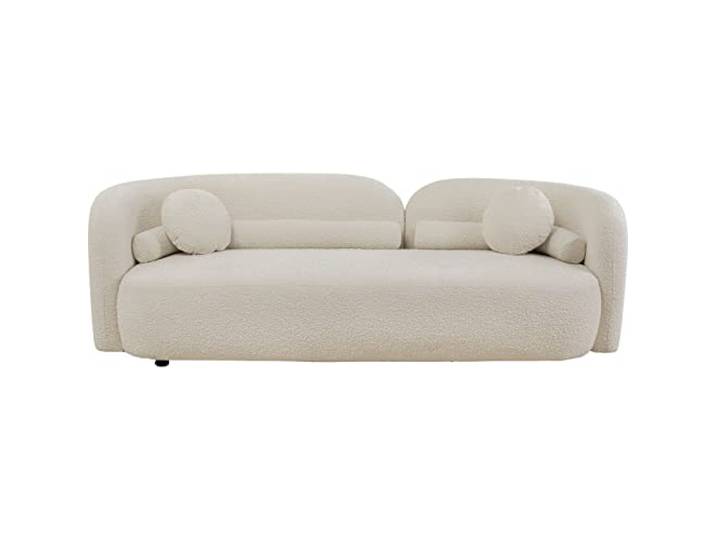 Kare Design Sofa Kelly Boucle 3-Sitzer, Weiß, Pflegeleicht, Weich, Kuschelsofa, Couch, Loveseat, Wohnzimmer, Teddy-Optik, Massivholz, Teilzerlegt, 67x225x83 cm (H/B/T)