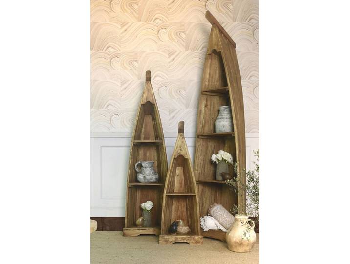 Bootsregal 3-er Set 'Boat' Mahagoniholz massiv