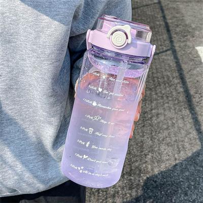 Universal Stock Sports Water Bottle With Dual Drink Lid & Straw Large Capacity Leakproof Water Bottle violet