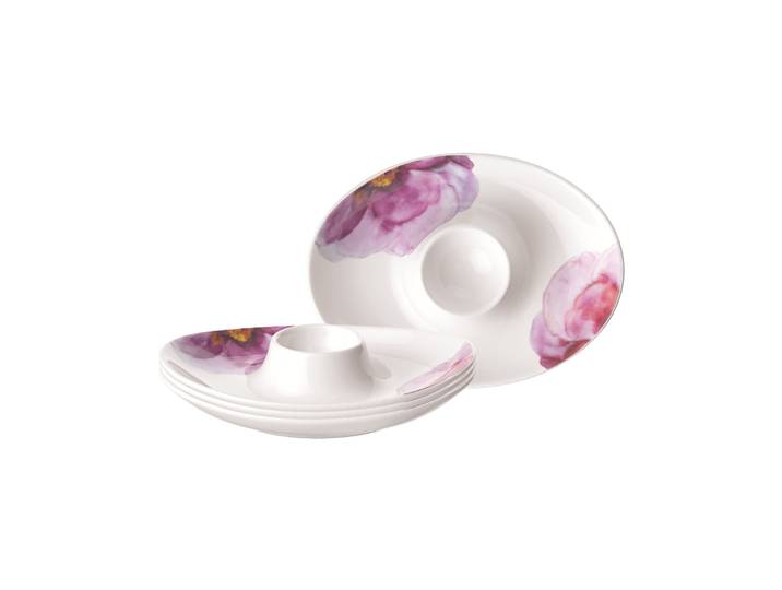Eierbecher VILLEROY & BOCH Eierbecher Rose Garden 4er Set bunt , bunt, Porzellan, Eierbecher, Eierbecher