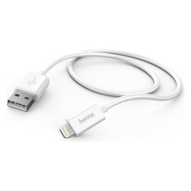 Hama USB-Kabel, USB-A - Lightning, 1 m, Weiss (1 m, USB 2.0) (00201579)