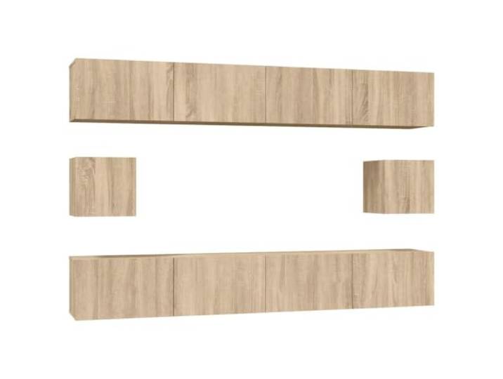 Makastle TV-Schrank-Set 6-TLG. Sonoma-Eiche Holzwerkstoff