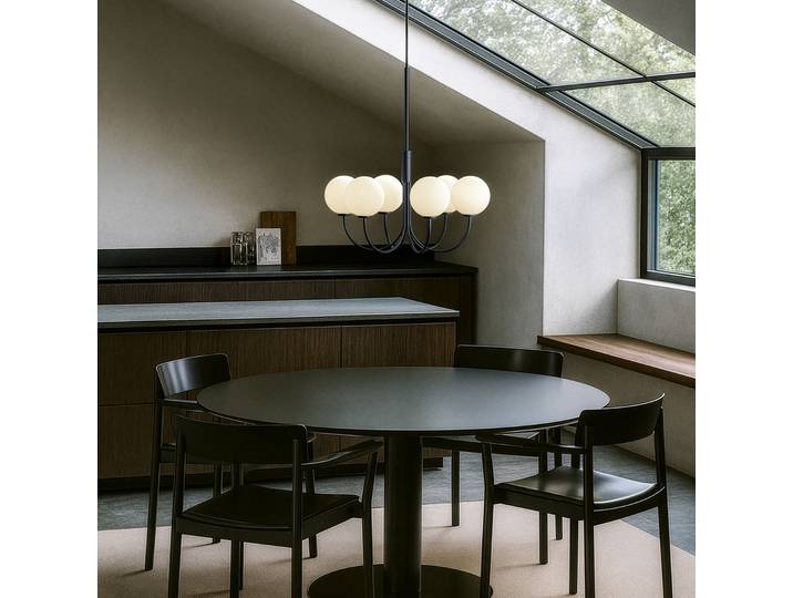 Lustre BALLON, noir, Ø 60 cm, à 6 lampes - Herstal - Salon / séjour - Design - Métal - Multi-ampoules
