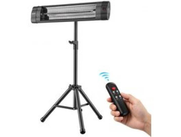 VEVOR Radiateur Infrarouge 2500 W sur Pied avec Trépied, Chauffage Extérieur Infrarouge, pour Terrasse, Jardin et Balcon, 3 Niveaux de Chauffage, Télécommande, Panneau de Commande, Minuterie 24 h, PP