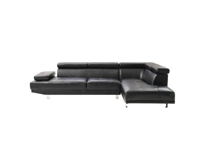 Ecksofa Leder PHILIP rechts schwarz