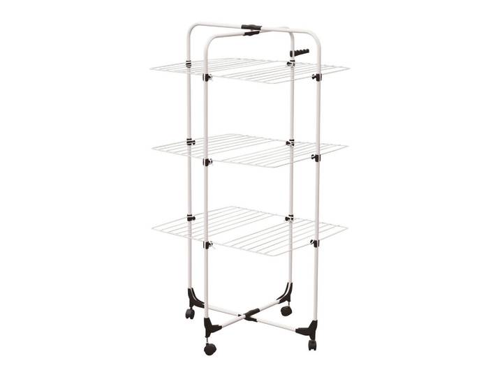 Spirella Turmwäschetrockner, Weiss, Metall, 137x70 cm, platzsparend, Kleiderbügelhalter, mit Rädern, klappbar, Haushalt & Reinigung, Wäschepflege, Wäscheständer