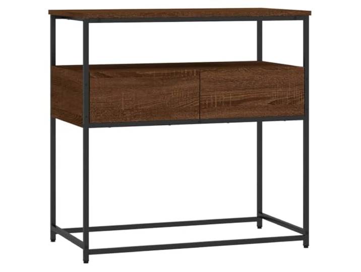 LMTYOENFG Konsolentisch Braun Eichen-Optik 75x40x75 cm Sofatisch Flur Kompakter Dielentisch in Holz-Metall-Kombination für Flur, Wohnzimmer und Eingangsbereich mit praktischer Ablagefläche.