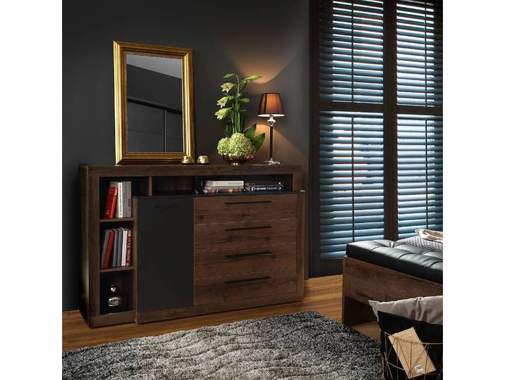 Kommode Hagen 161 x 107 x 43cm Schwarz/Braun