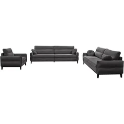 SITZGARNITUR Belweder, zwei Sofas+Sessel, Grau, Velours