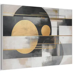 AKUSTIKBILD Abstrakt - Gold - Silber - Formen - Ästhetisch - Modern Akustikpaneele 90x60 cm
