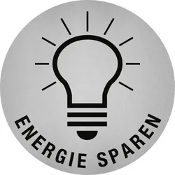 Aufkleber - Piktogramm Energie sparen, Edelstahl, selbstklebend, Ø 50 mm