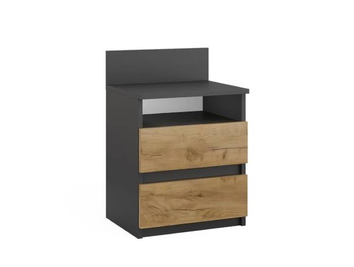 Vicco Nachttisch Monty, Anthrazit/Goldkraft Eiche, 39.6 x 59.1 cm zur Ablage von Alltagsgegenständen im Schlafzimmer