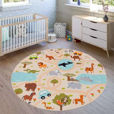 Kinderteppich PACO HOME "Bino 580", bunt (mehrfarbig), H:4mm Ø:160cm, Polyester, Teppiche, Kinderteppich, Spielteppich, Motiv Straße & Autos, Kinderzimmer