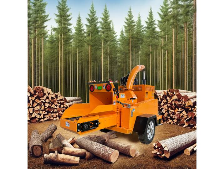 Broyeur de branches industriel à prix de gros, déchiqueteuse de bois diesel 58,8 CV pour fermes
