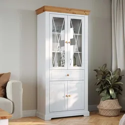 Esszimmervitrinenschrank massiv Kiefer im Landhausstil 95 cm breit