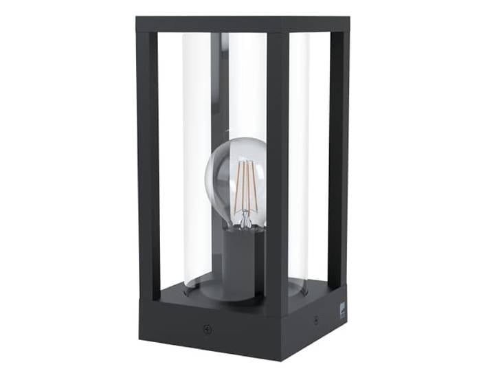 EGLO Lampe de socle extérieure Cascinetta\, lampe extérieure vintage 1 flamme\, socle en aluminium moulé noir et verre clair\, lampe extérieure avec douille E27\, IP44