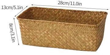 Discount Dollar Deals Woven Seagrass Wicker Storage Basket, Rectangular Straw Rattan Basket, Multipurpose Fruit, Cosmetic, Sundries Storage s5