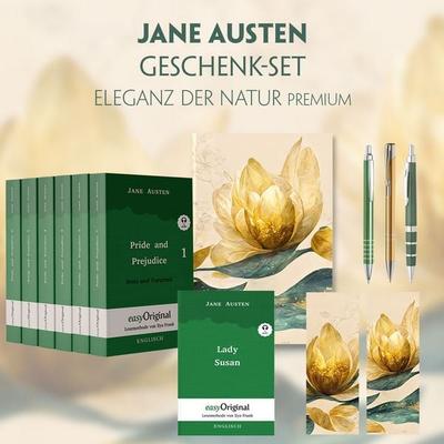 Jane Austen Geschenkset - 7 Bücher (Softcover + Audio-Online) + Eleganz der Natur Schreibset Premium, Set von Jane Austen, EasyOriginal Verlag,
