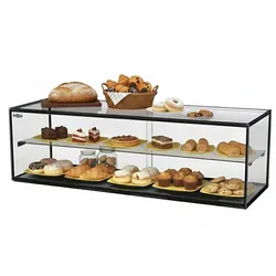 MBH - MAQUINARIA BAR HOSTELERIA MBH - Neutrale Doppelvitrine mit LED-Beleuchtung, 120 cm, 2 Ebenen, für Gastronomie. Neutrales Glasdisplay für Gebäck und Süßwaren.