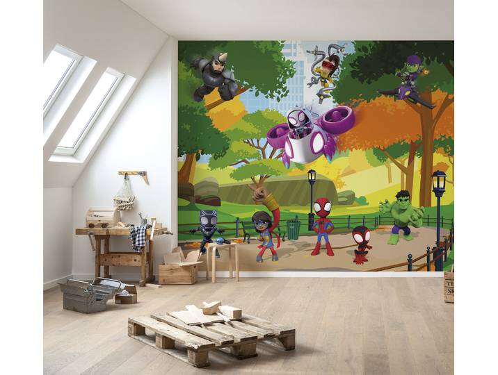 Fototapete KOMAR Digitaldruck Vlies - Spidey Scavenger Hunt - Grösse 300 x 250 cm , bunt, Rollen: 1, Vlies, Tapeten, Fototapete, Kinderzimmer