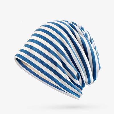 Unisex Beanie Mütze Strickmütze Schwarz Blau Baumwolle Reise Outdoor Urlaub Gestreift Windundurchlässig Warm