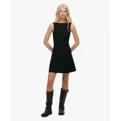 Superdry für Damen. W8012000A Schwarzes LBD-Kleid mit Rundhalsausschnitt (XL), Lässig, Polyester, Ärmellos / Hosenträger