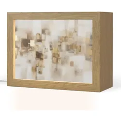 TISCHLEUCHTE Abstrakte Quadrate - Erdtöne - Neblig Nachtlampe 20x15 cm