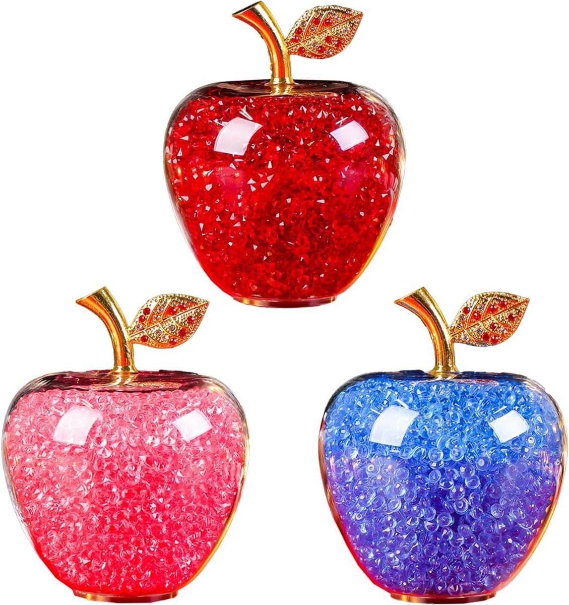 Decoratieve Kristallen Appel Figurine - Uniek Ornament voor op Tafel en als Verzamelobject - B/D/H: 24 x 10 x 9 cm