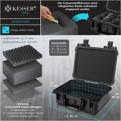Kesser Fotokoffer Kamerakoffer Transportkoffer Schutzkoffer Kamera (Fotokoffer, 9.70 l), Kameratasche, Schwarz