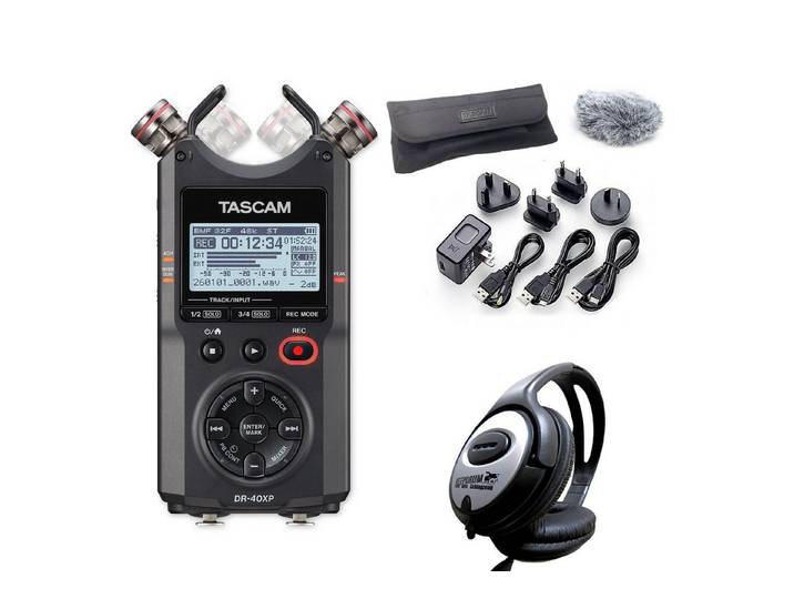 Tascam Tascam Audio-Recorder DR-40XP mit Zubehörset und Kopfhörer Digitales Aufnahmegerät (Vorteils-Set mit Zubehör)