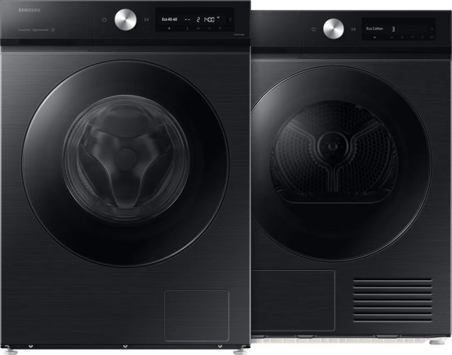 Samsung AI Wash en QuickDrive wasmachine en droger set WW90DB7U94GBU3 en DV90DB7845GBU3