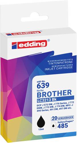 Edding Druckerpatrone ersetzt Brother LC3213BK Kompatibel Schwarz EDD-639 18-639